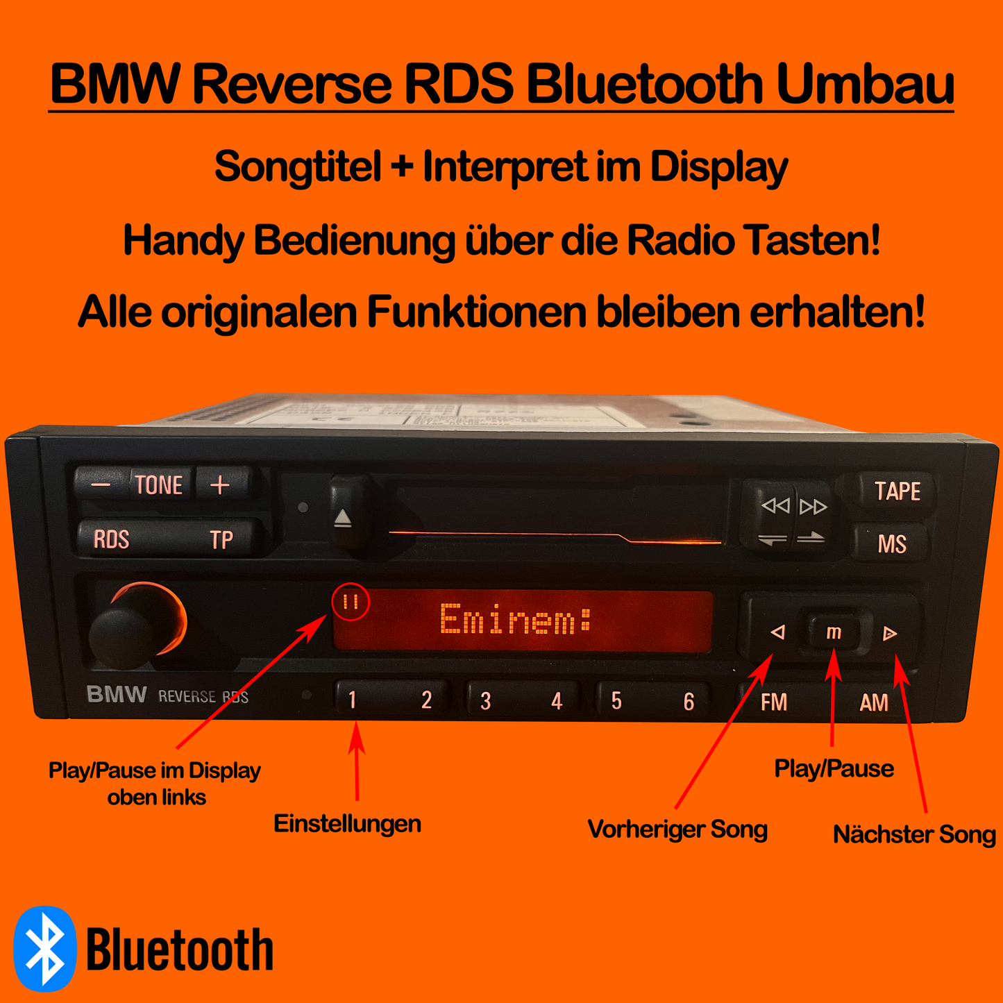 BMW Reverse RDS converted to Bluetooth